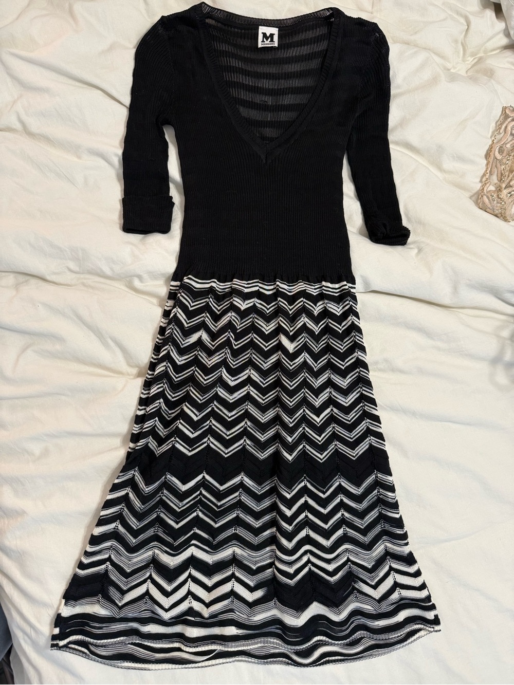 M by Missoni Lightweight Merino Chevron Sweater Dress